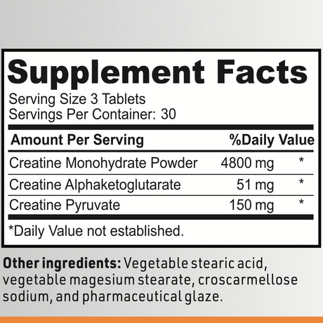 Creatine Pills (2 Month Supply) 5,000Mg per Serving - 180 Creatine Tablets (Better than Creatine Capsules) - Muscle Gain Supplement with 5G of Creatine Monohydrate, Pyruvate + AKG - Optimum Strength