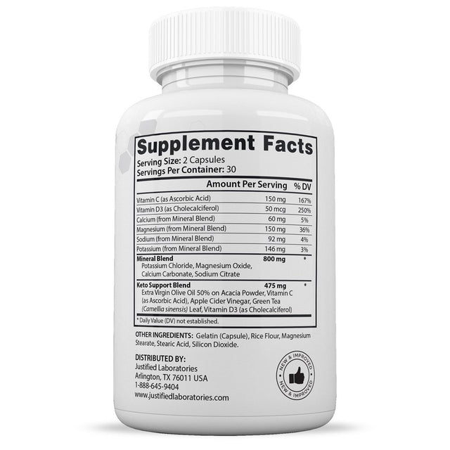 (2 Pack) Justified Laboratories Rapid Results ACV Pills 1275Mg Stronger than Gummies Advanced Keto Support 120 Capsules