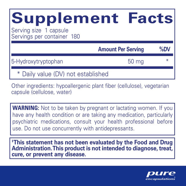 Pure Encapsulations 5-HTP 50 Mg | 5-Hydroxytryptophan Supplement for Brain, Eating Behavior, and Serotonin Support* | 180 Capsules