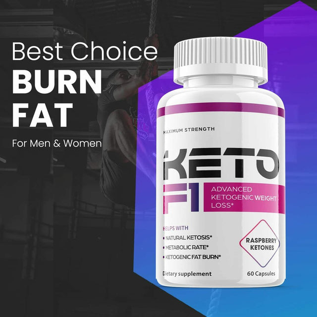 (2 Pack) Keto F1 - Supplement for Weight Loss - Energy & Focus Boosting Dietary Supplements for Weight Management & Metabolism - Advanced Fat Burn Raspberry Ketones Pills - 120 Capsules