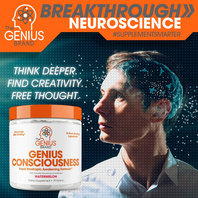 Nootropic Brain Supplement Powder - Boost Focus, Cognitive Function & Memory Booster, Watermelon, Genius Consciousness by the Genius Brand