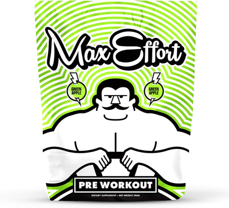 MAX EFFORT Muscle - Pre Workout Supplement, Energy and Focus, Insane Muscle Pump, Clinically Tested Ingredients (Green Apple)