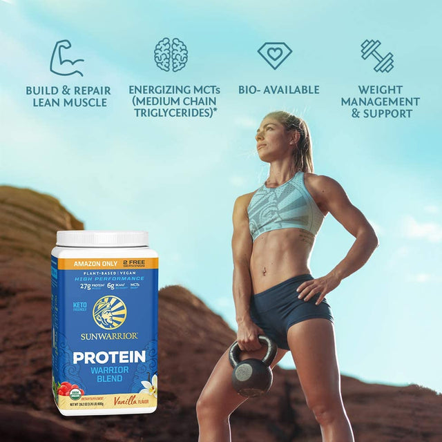 Vegan Protein Powder Plant-Based Protein Powder USDA Organic | BCAA Amino Acids Hemp Seed | Soy Free, Dairy Free, Gluten Free, Synthetic Free NON-GMO | Vanilla, 32 Servings, 17G Protein | Warriorblend