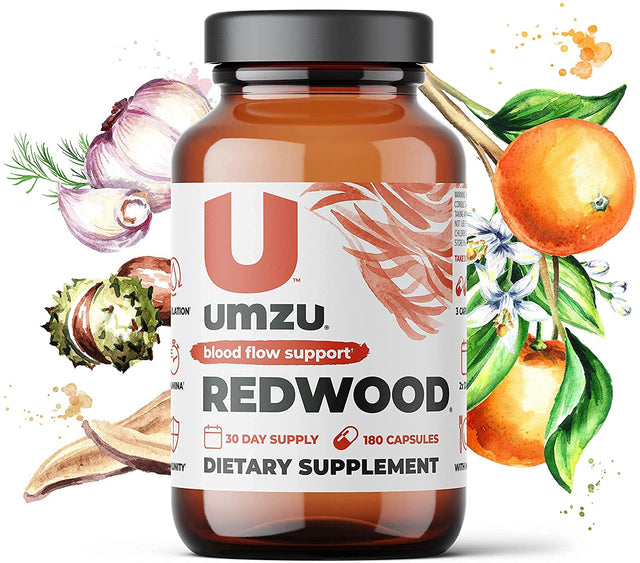 UMZU Redwood - Supports Nitric Oxide & Healthy Blood Flow - Blend of Vitamins & Herbal Extracts - Supplement with Vitamin C, Garlic & Horse Chestnut - for Well-Being - 30 Day Supply - 180 Capsules