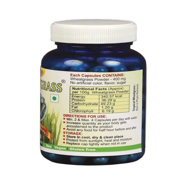 Girme'S Wheatgrass 100 Capsules - (Pack of 2) | India Organic - Jaivik Bharat Certified | Natural Health Supplement | Immunity Booster, Detox | Export Quality