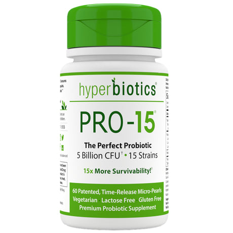 Hyperbiotics PRO-15 - 'The Perfect Probiotic' - Digestive & Immune Health - 60 Time Release Micro Pearls