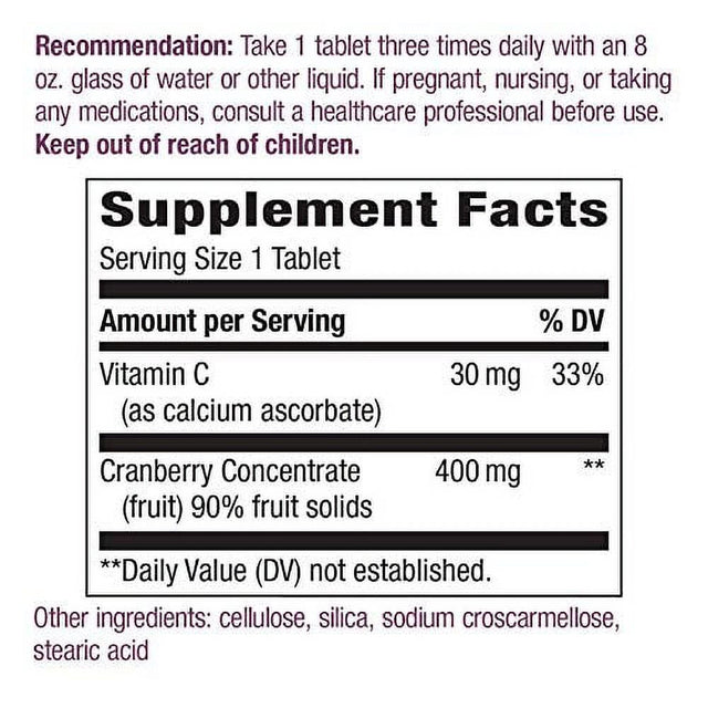 Nature'S Way Premium Blend Cranberry, Urinary Tract Health Support* Supplement with Vitamin C, 60 Tablets