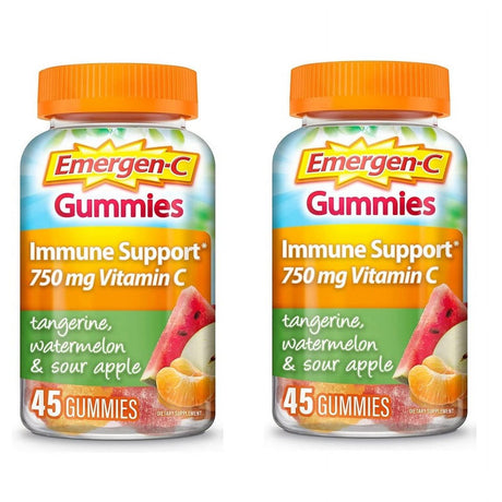 Emergen-C Tangerine, Watermelon and Sour Apple Flavor 45 Gummies - 2 Pack