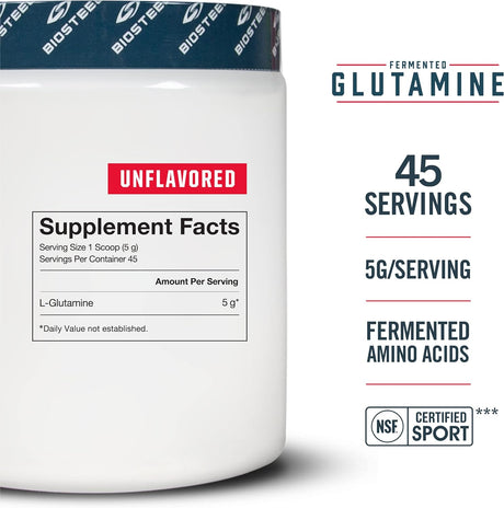 Biosteel Stackables Fermented Glutamine Powder, Fermented Amino Acids, Gluten Free and Non-Gmo, 45 Servings