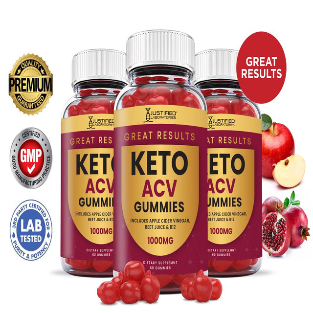 (3 Pack) Great Results Keto ACV Gummies 1000MG Dietary Supplement 180 Gummys