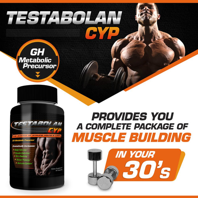 Testabolan Cyp- Natural Testosterone Booster- Promotes Body Fat Loss, Muscle Definition, Skin Elasticity, Immune System- Dietary Supplement 60 Capsules