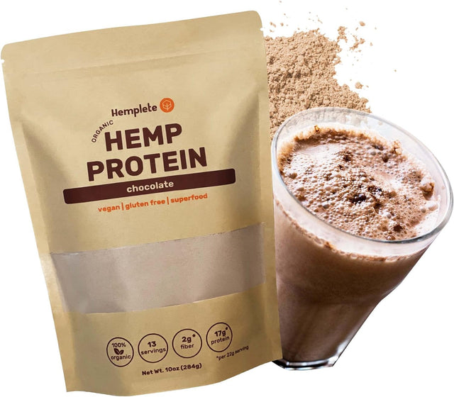 Chocolate Hemp Vegan Protein Powder for Heart & Brain Health, Easy to Digest, Chocolate Drink for Muscle Recovery, 9 Essential Amino Acids, Delicious Plant-Powered Powder (10Oz)