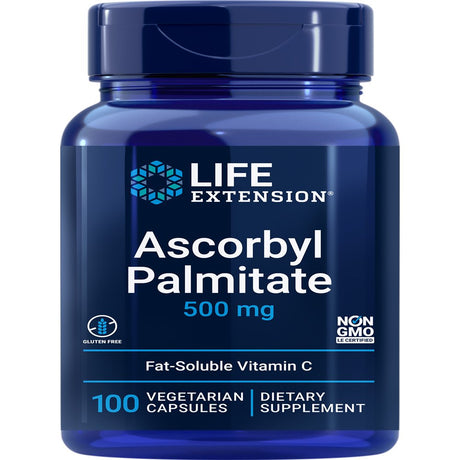 Life Extension Ascorbyl Palmitate, 500 Mg - Fat-Soluble Vitamin C Supplement - Gluten-Free, Non-Gmo - 100 Vegetarian Capsules