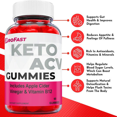 (5 Pack) Profast Keto ACV Gummies - Supplement for Weight Loss - Energy & Focus Boosting Dietary Supplements for Weight Management & Metabolism - Fat Burn - 300 Gummies