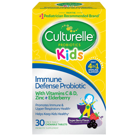 Culturelle Immune Defense Probiotic with 4-In-1 Immune Support for Kids 3+*, Mixed Berry, 30 Chewables