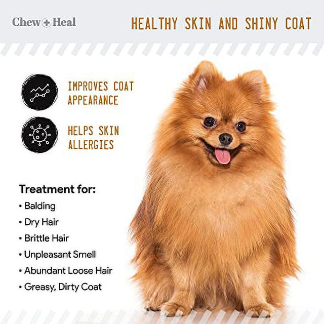 Chew + Heal (60 Count) Salmon Oil for Dogs - Soft Chew Omega Treats for Skin and Coat