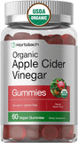 Organic Apple Cider Vinegar Gummies | 60 Gummies | Vegan, Non-Gmo & Gluten-Free Supplement | USDA Certified Organic ACV | Apple Flavor | by Horbaach