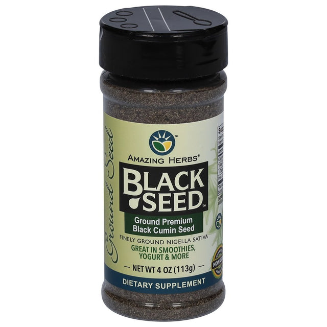 Amazing Herbs Black Ground Seed Jar, 4 Fluid Ounce