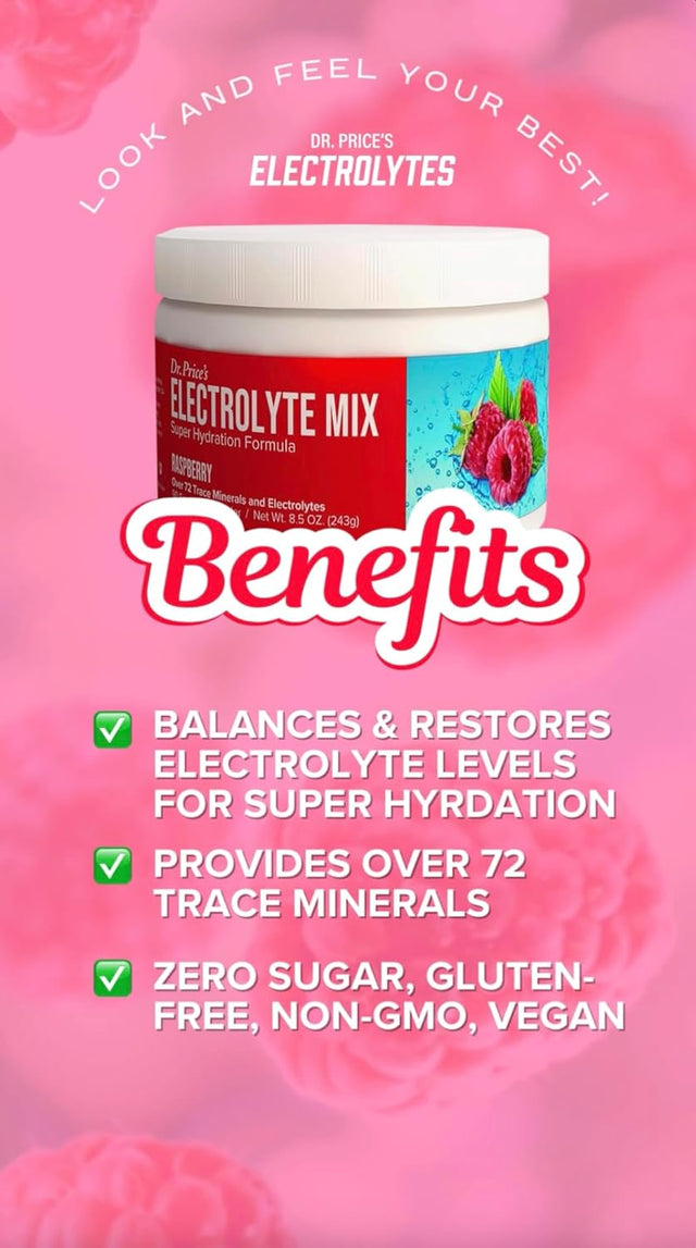 Electrolytes Powder No Sugar - Electrolyte Mix - Hydration Drink - Keto Electrolytes - Fasting Electrolytes - Water Enhancer, No Tablets, Non-Gmo, Gluten Free, Sports Drink - 90 Servings Raspberry