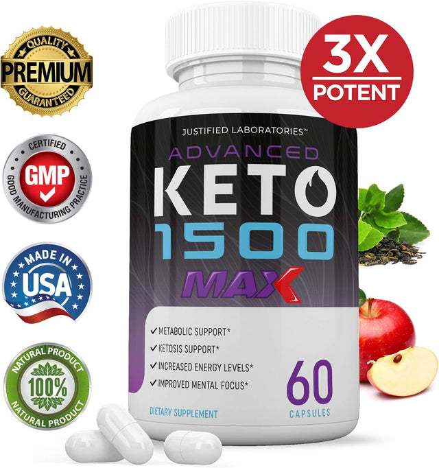 (3 Pack) Advanced Keto 1500 Max 1200MG Pills Includes Apple Cider Vinegar Gobhb Exogenous Ketones Advanced Ketogenic Supplement Ketosis Support for Men Women 180 Capsules