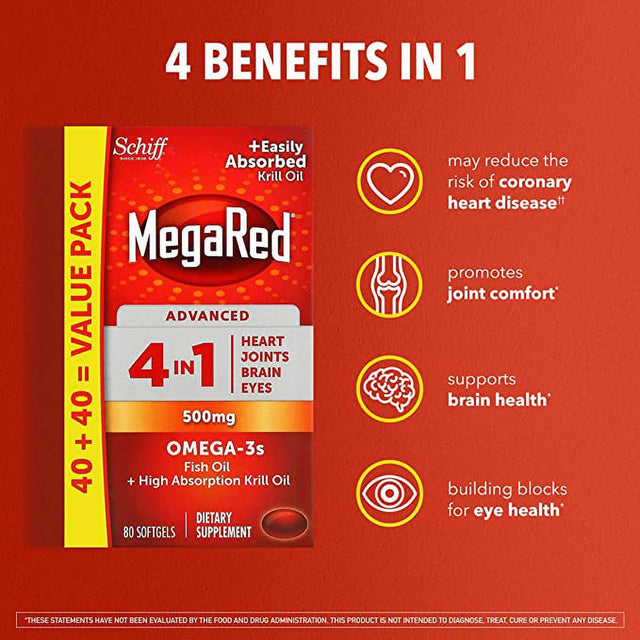 Megared-Megared Advanced 4 in 1 Omega-3 Softgel, 80 Count (98094EA)