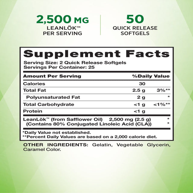 CLA Supplement 1250 Mg | 50 Softgel Pills | Conjugated Linoleic Acid | Non-Gmo, Gluten Free | by Nature'S Truth