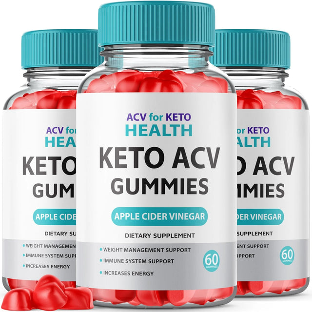 (3 Pack) ACV for Keto Health Gummies for Weight Loss - Advanced Ketogenic Fat Burner, Appetite Suppressant, Boost Energy & Metabolism - 180 Gummies