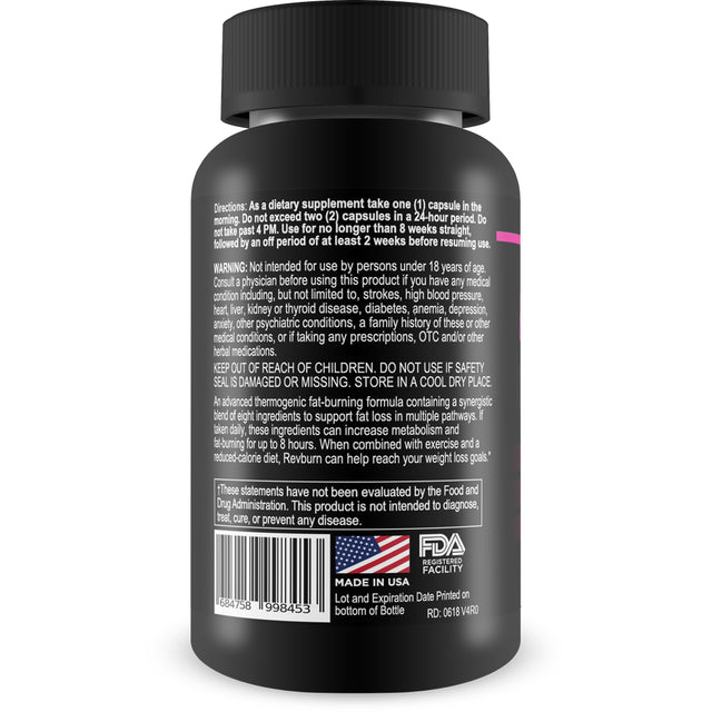 Revburn by Revlabs - Thermogenic Fat Burner - Fat Burning Amplifier Diet Pill for Men and Women - Carb Blocker and Appetite Suppressant - Weight Loss Pills - 60 Capsules