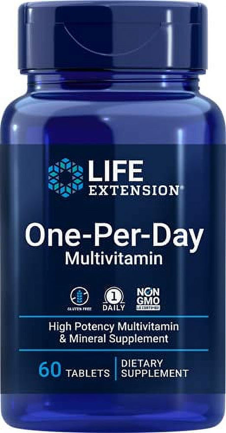 Life Extension One-Per-Day Multivitamin - Essential Vitamins & Minerals - for Healthy Immune Function, Cellular, Blood Vessel, Heart & Brain Health - Non-Gmo, Gluten-Free - 60 Tablets