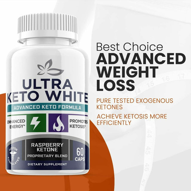 (5 Pack) Ultra Keto White - Supplement for Weight Loss - Energy & Focus Boosting Dietary Supplements for Weight Management & Metabolism - Advanced Fat Burn Raspberry Ketones Pills - 300 Capsules