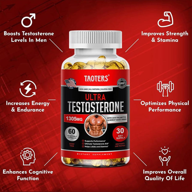 TAOTERS Natural Testosterone Booster - Increase Energy, Improve Muscle Strength & Growth