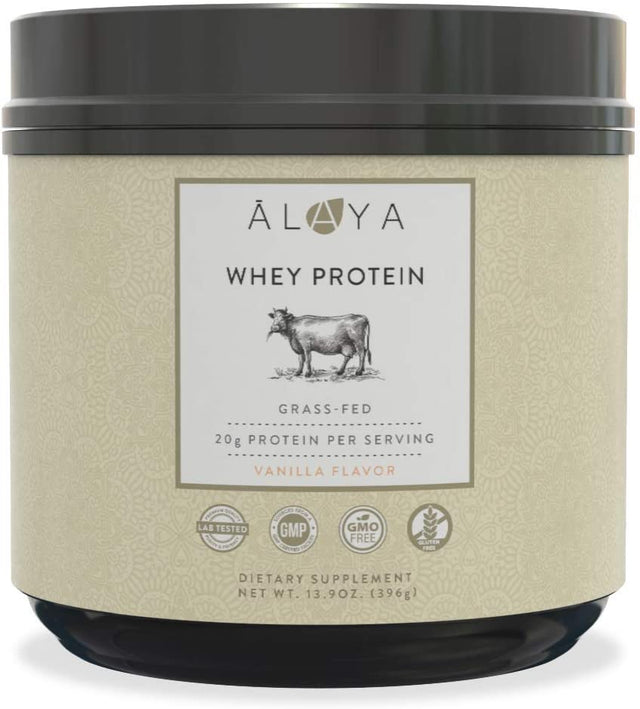 Alaya Naturals - Grass Fed Whey Protein Powder - Vanilla Flavor, All Natural, Hormone Free - 20G Protein per Serving - Non-Gmo, Rbgh Free, Gluten Free - Great Source of BCAA