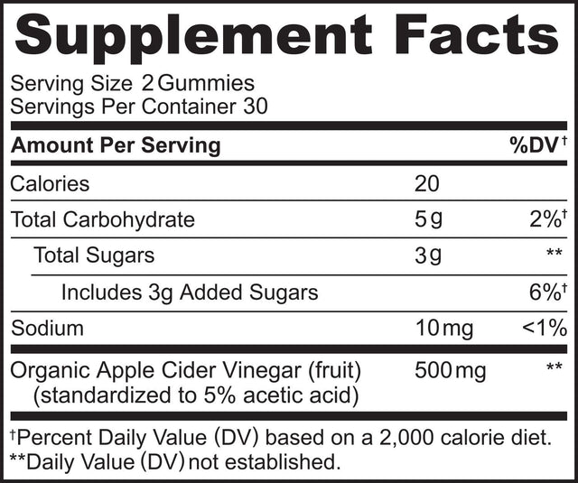 NATURELO Apple Cider Vinegar Gummies for Weight Management, Certified Organic, Vegan - 60 Gummies