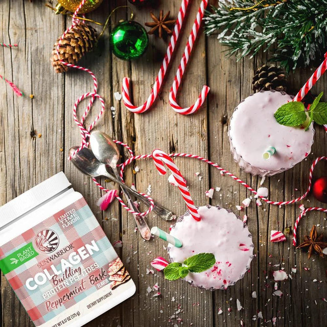 Collagen Peptides Powder with Protein | Peppermint Bark Holiday Protien Powder 175G from Sunwarrior