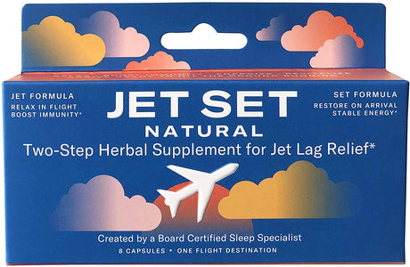 JET SET NATURAL, Jet Lag Relief & Prevention Pills | Sleep Specialist Created | Travel Immune Support | Jet to Relax & Boost Immunity | Set to Energize & Restore | Herbs, Vitamins & Minerals