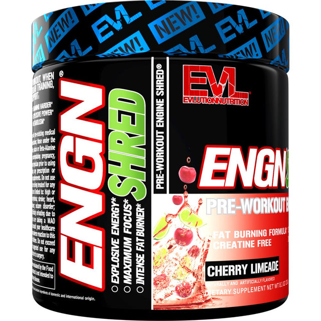 Pre Workout Powder for Weight Loss - ENGN Shred Thermogenic Fat Burner Formula for Women & Men - Creatine-Free Pre Workout Supplement 30 Servings (Cherry Limeade)