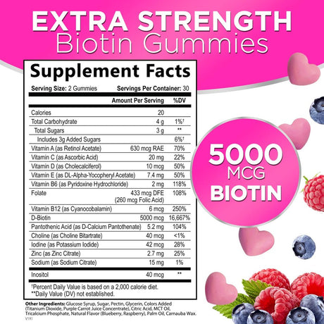 Hello Lovely! Hair Vitamins Gummy with Biotin 5000 Mcg Vitamin E & C, Hair Gummies for Skin & Nails, Keratin & Hair Growth Support, Biotin Vitamins Supplement, Non-Gmo - 60 Gummies