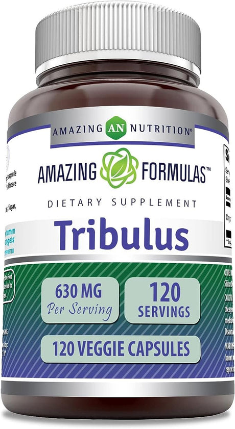 Amazing Formulas Natural Tribulus Terrestris Extract 630Mg per Serving 120 Veggie Capsules | 45% Steroidal Saponins | Non-Gmo | Gluten Free | Made in USA | Ideal for Vegetarians