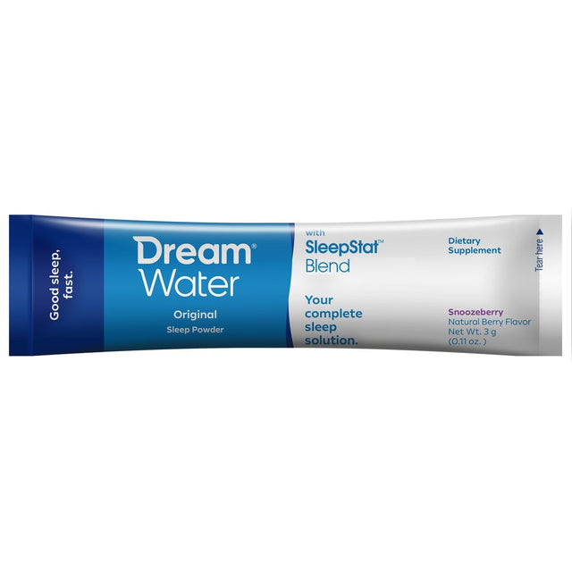 Dream Water Sleep Aid Snoozeberry Powder Packet W/ 5Mg Melatonin, GABA, 5-HTP, 60-Count