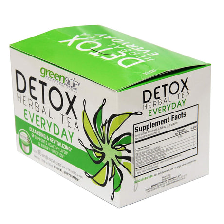 Greenside Detox Herbal Tea Single Serve Cups for Everyday - Cleansing and Revitalizing Body Supplements - 10 Cups (3-Gram Serving/Cup)