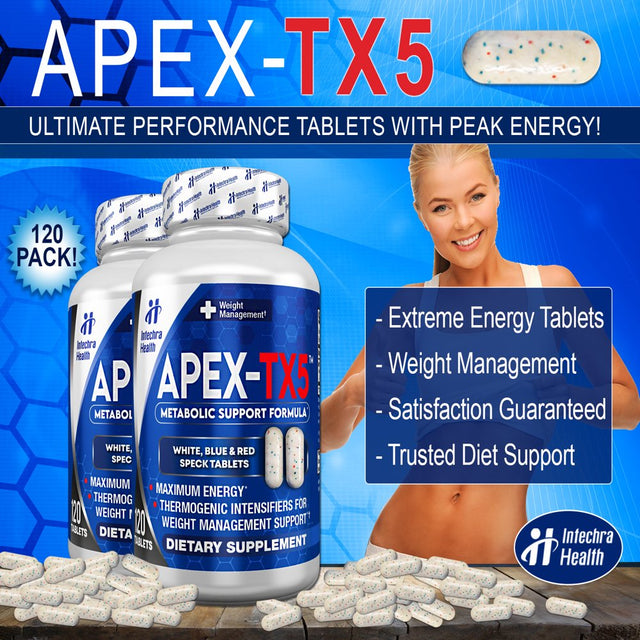 APEX-TX5 Diet Pills - Weight Management & Energy Support, 120 Tablets per Bottle