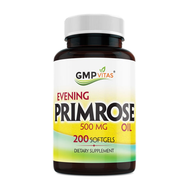 GMP Vitas Evening Primrose Oil -Maintain Smooth-Healthy Looking Skin-Supports Hormonal Balance, 500 Mg, 200 Softgels