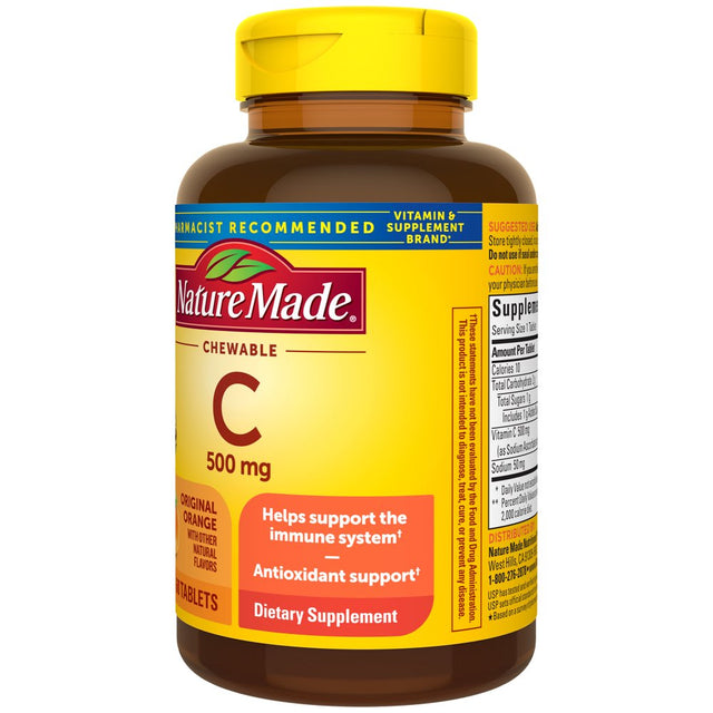 Nature Made Chewable Vitamin C 500 Mg Tablets, Dietary Supplement, 70 Count