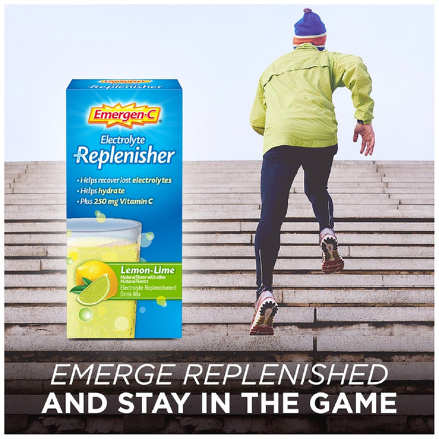 Emergen-C Electrolyte Replenisher (8 Count, Lemon-Lime Flavor) Fizzy Drink Mix with 250Mg Vitamin C, 0.33 Ounce Packets