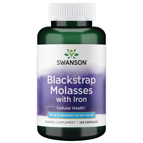 Swanson Blackstrap Molasses with Iron Capsules, 29 Mg, 120 Count