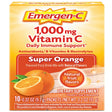 Emergen-C 1000Mg Vitamin C Powder, with Antioxidants, B Vitamins and Electrolytes for Immune Support, Caffeine Free Vitamin C Supplement Fizzy Drink Mix, Super Orange Flavor - 10 Count