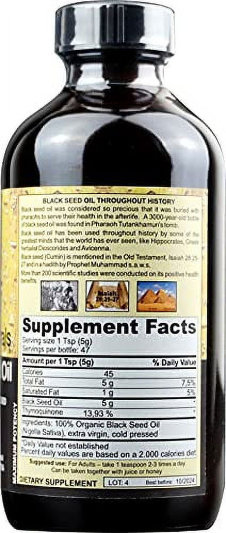 Lu'Lu Naturals 100% Organic USDA Certified Black Seed Oil 8Oz Cold Pressed, Extra Virgin. Made from Non-Gmo, Nigella Sativa - Cumin