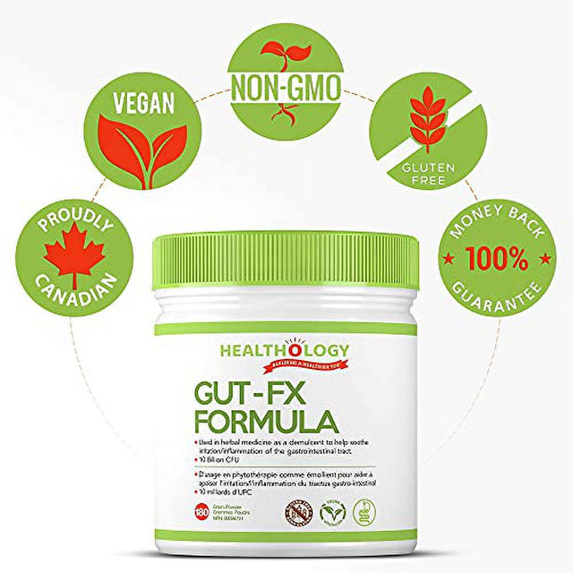 Healthology GUT-FX | Gut Supplement | Helps Repair Leaky Gut, Reduces Inflammation in the Digestive Tract & Relieves Bloating | Contains Probiotics, L-Glutamine, Marshmallow Root |