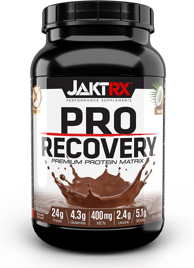 JAKTRX PRO Recovery – Post-Workout Whey Protein Powder – Muscle Builder & Recovery Supplement – BCAA, Glutamine, Leucine, Glucosamine & MCT – 28 Servings - Chocolate Milkshake