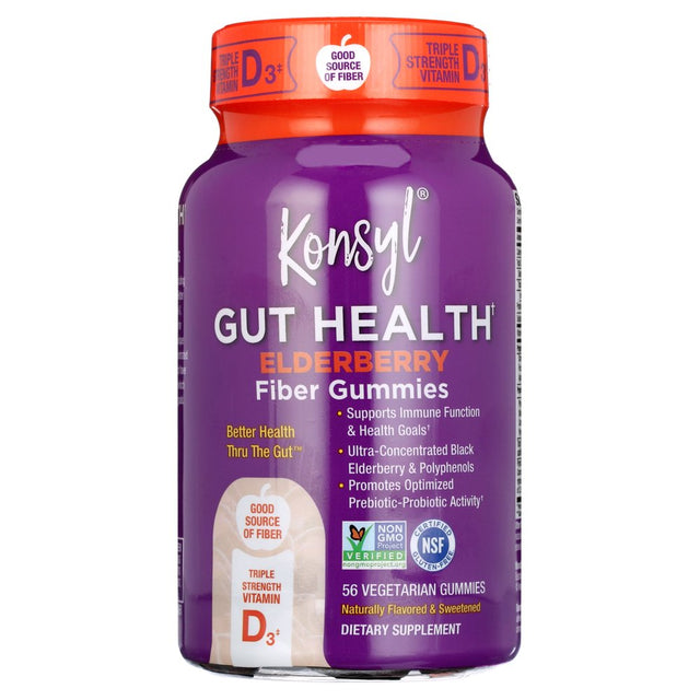 Konsyl Gut Health, Elderberry Fiber Gummies Dietary Supplement for Adults, Serving (2 per Day)